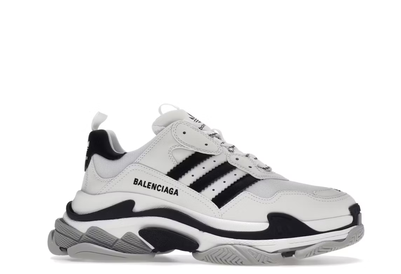 Men's Adidas Balenciaga x adidas Triple White/Black Shoes 077